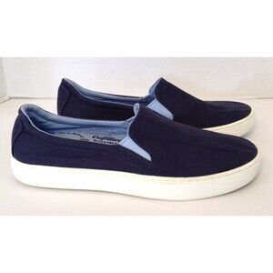 LL Bean Shoes Women 11 M Blue Eco Bay Slip On Boat Stretch Canvas Comfort Loafer